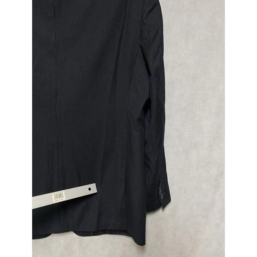 Giorgio Armani Blazer Men 44L Black 3B Italy Career Micro‎ Striped Coat Luxury